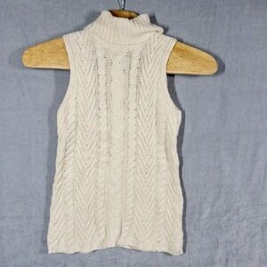 Vintage Polo Ralph Lauren Chunky Knit Cowl Neck Aran Wool Blend Sweater Vest